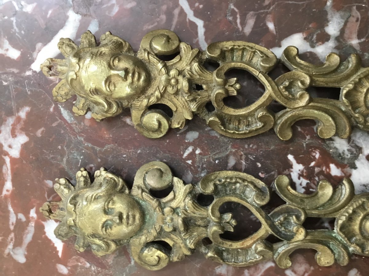 Pair Of Eighteenth Furnishing Bronzes With Cherubs-photo-2