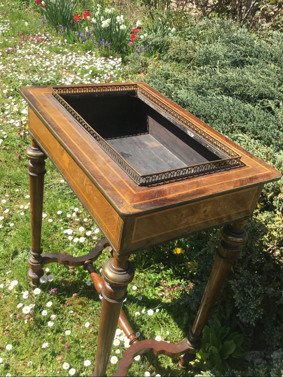 Jardiniere Marquetée De Fleurettes, époque Napoléon III -photo-2