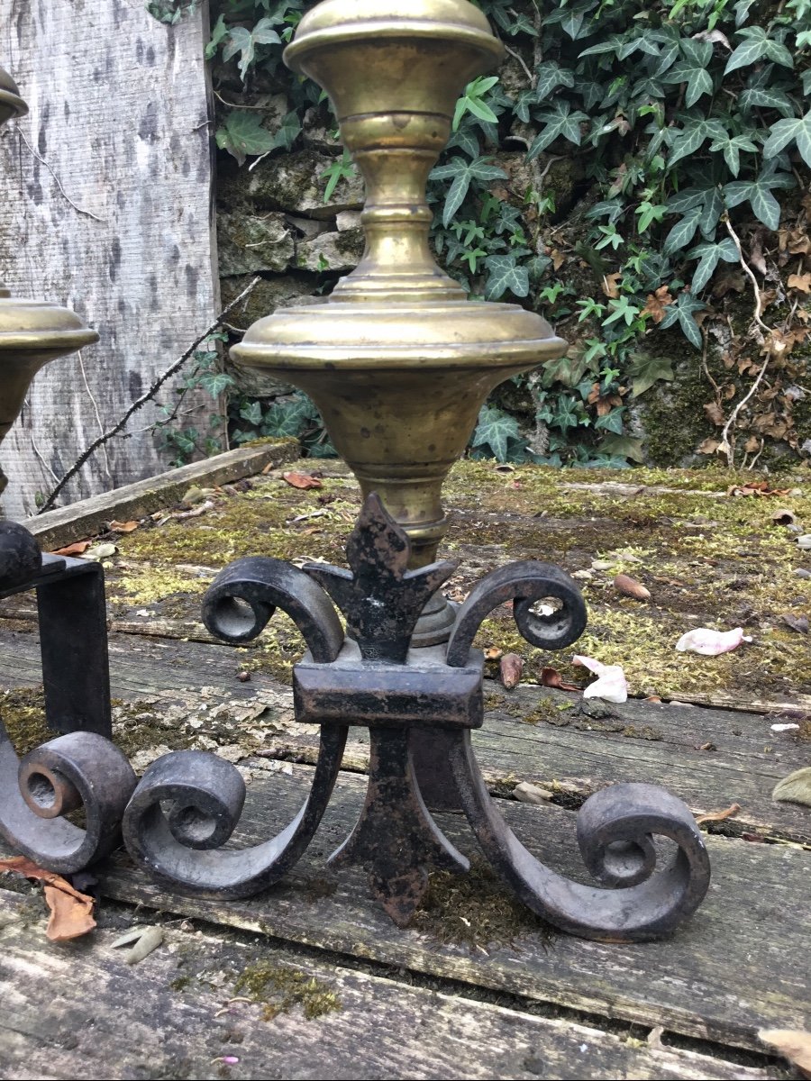 Pair Of Small Cast Iron And Bronze Bedside Tables-photo-1