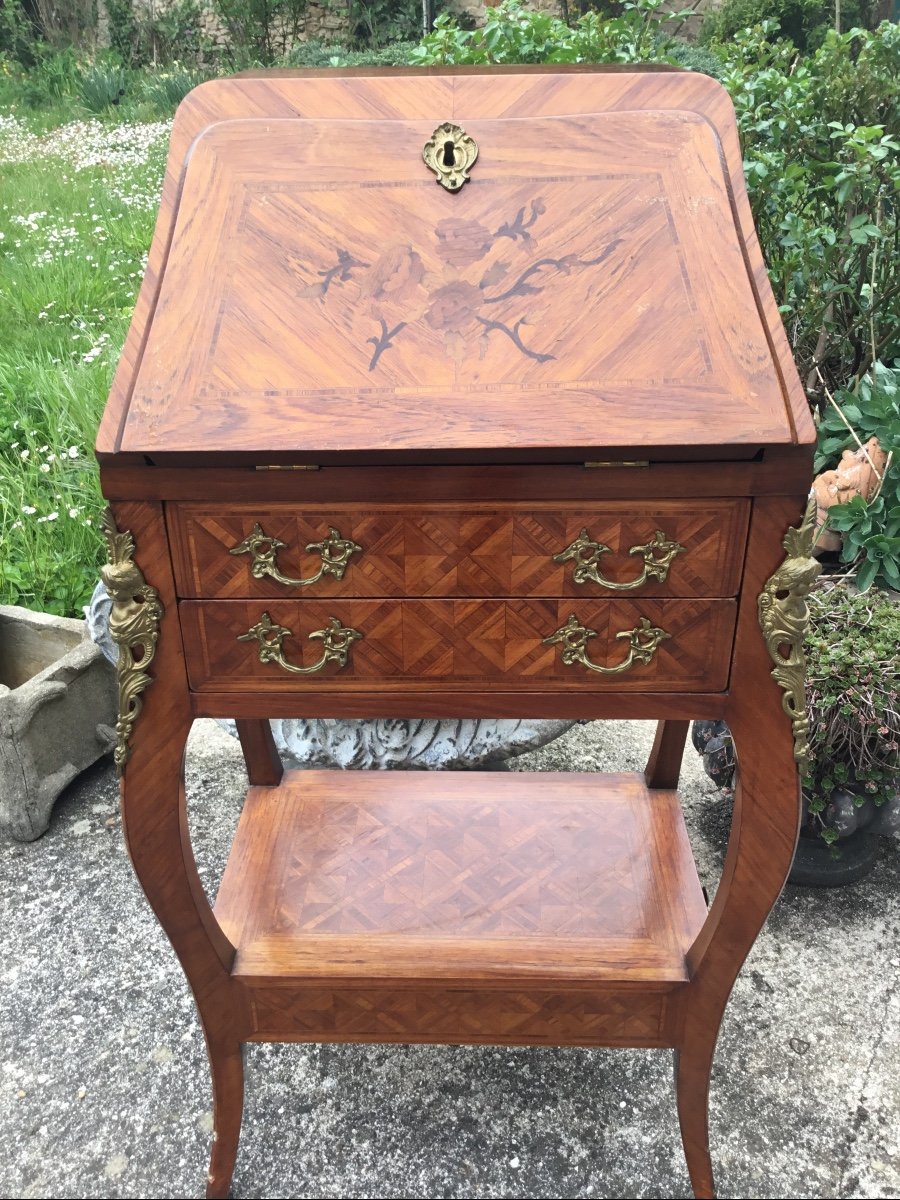 Small Lady's Desk With Inlaid Flap All Faces-photo-2