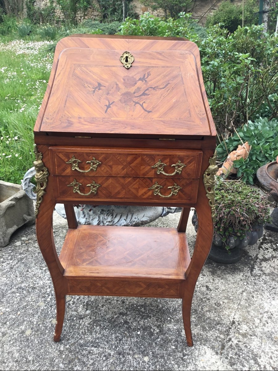 Small Lady's Desk With Inlaid Flap All Faces-photo-4