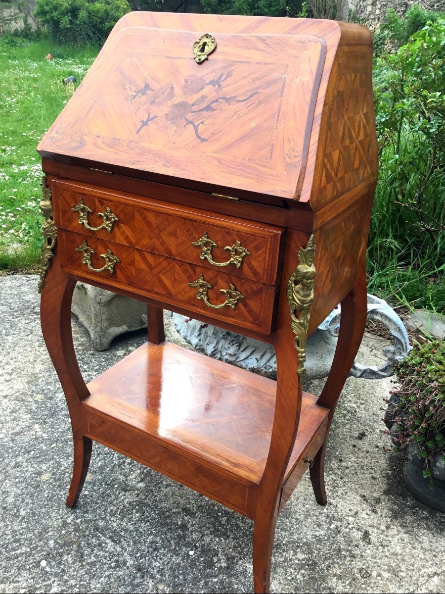 Small Lady's Desk With Inlaid Flap All Faces