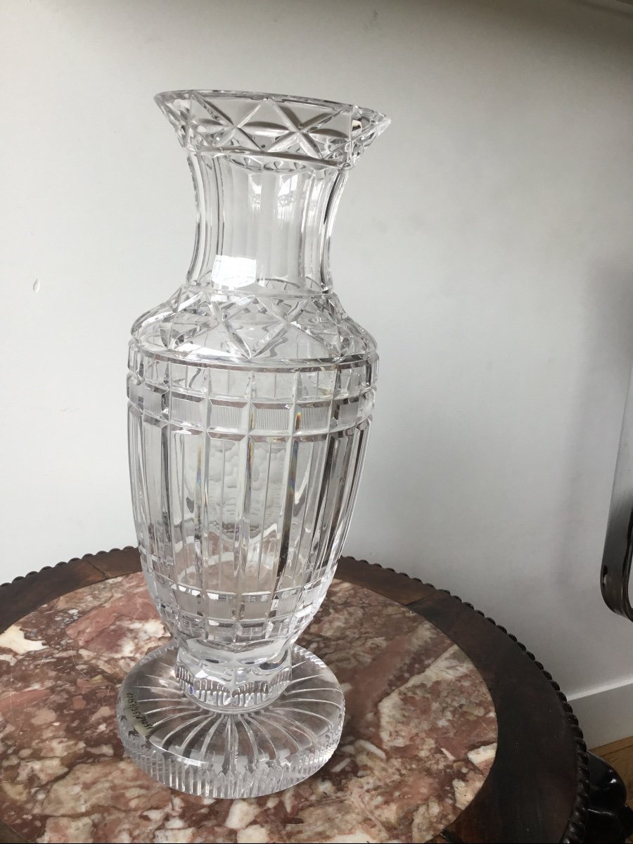 Important Cut And Engraved Crystal Vase, Around 1900-photo-4