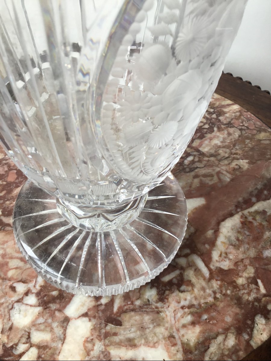 Important Cut And Engraved Crystal Vase, Around 1900-photo-5