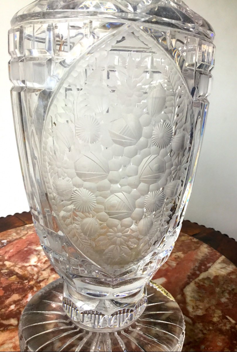 Important Cut And Engraved Crystal Vase, Around 1900