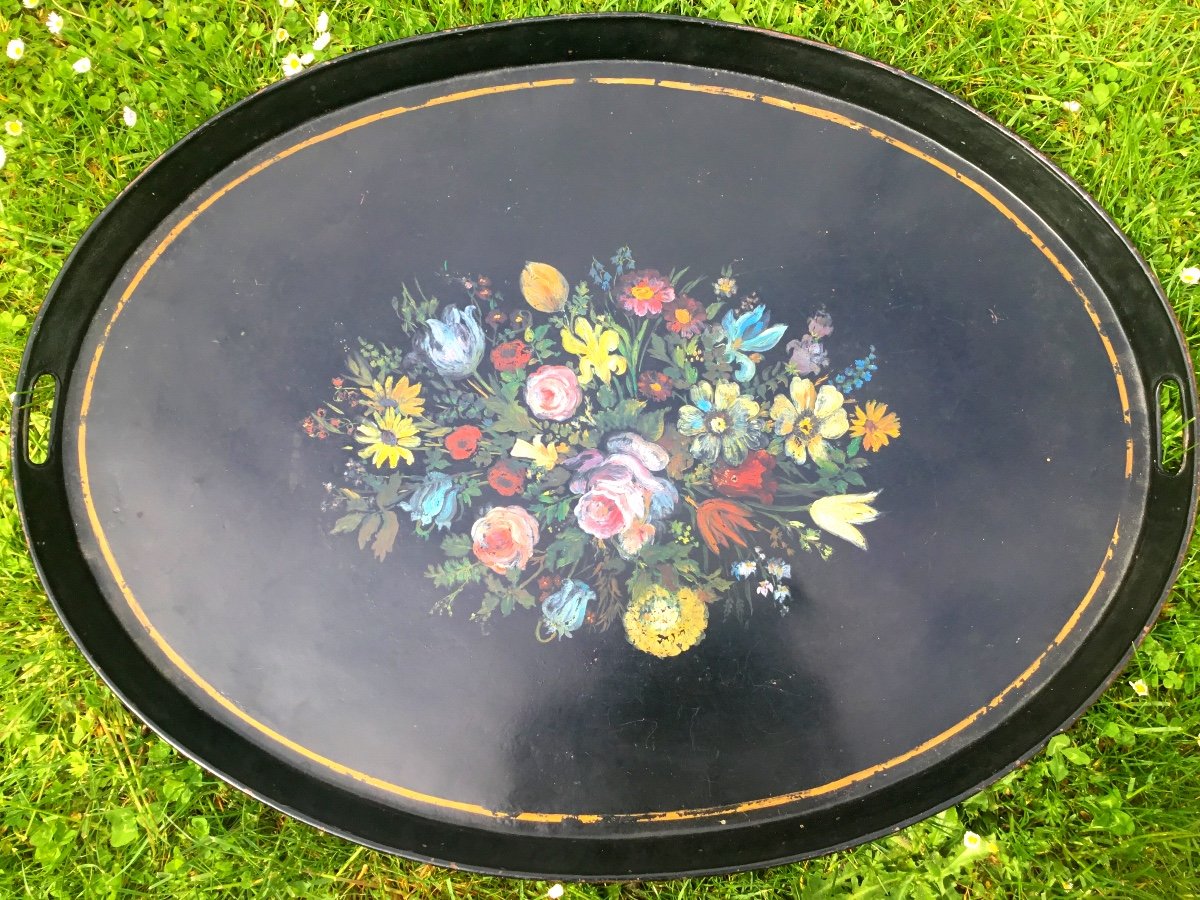 Large Painted Sheet Tray, Napoleon III Period
