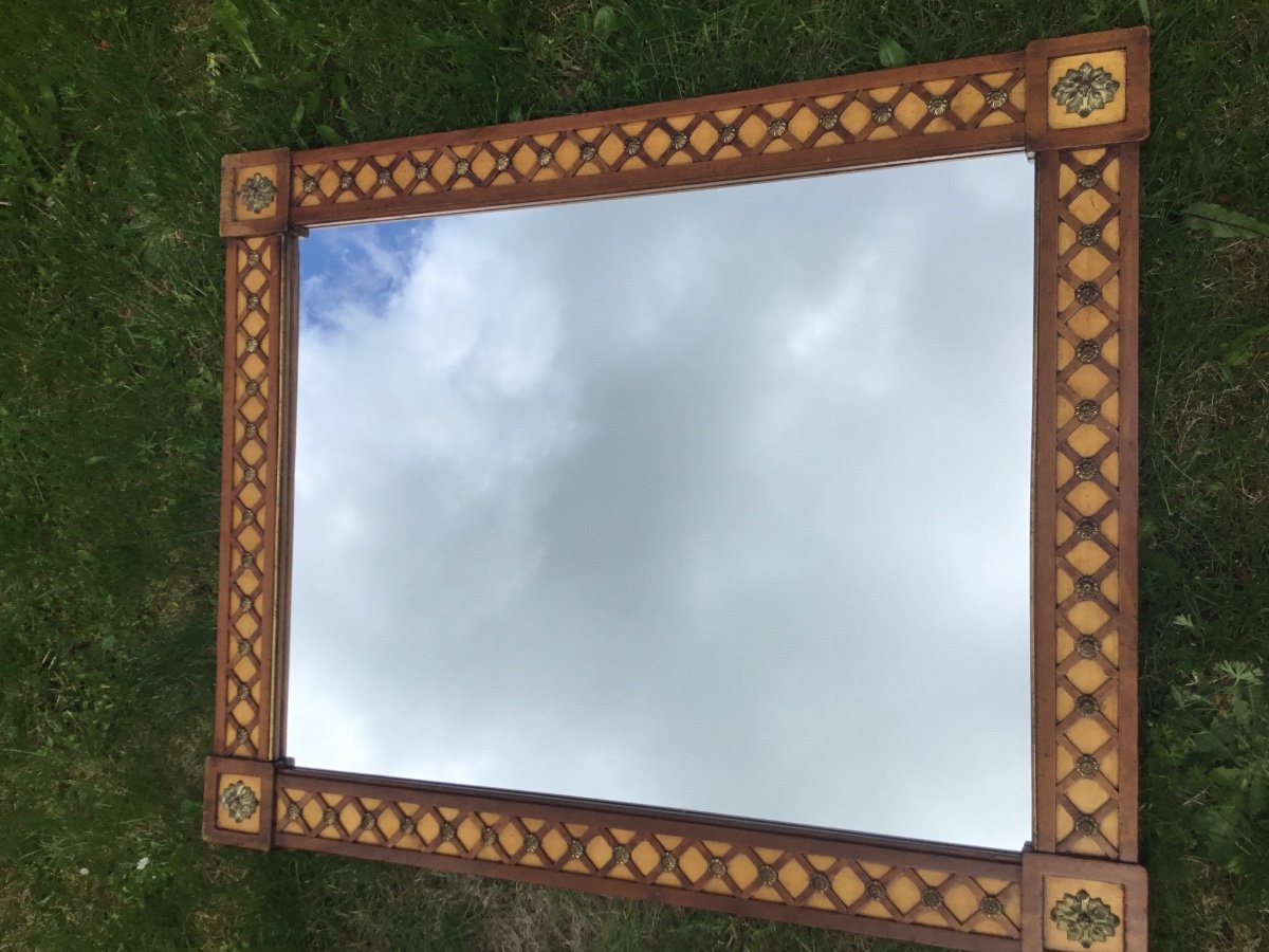 Large Mirror From The 40s With Braces, Stamped-photo-1