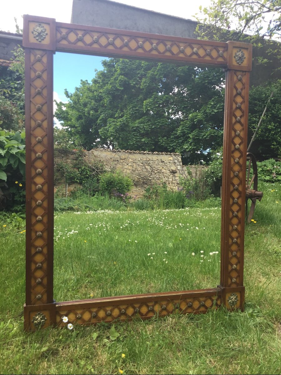 Large Mirror From The 40s With Braces, Stamped-photo-6