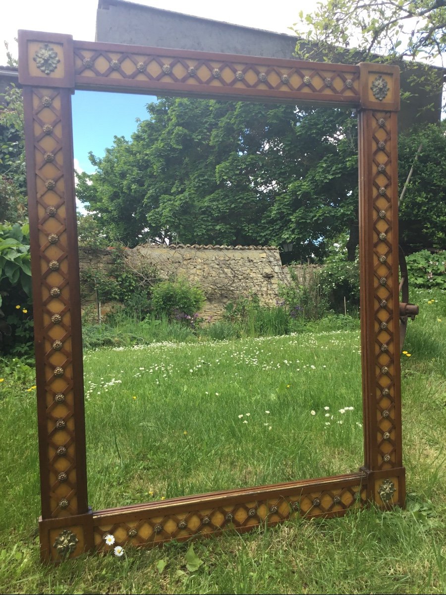 Large Mirror From The 40s With Braces, Stamped-photo-7