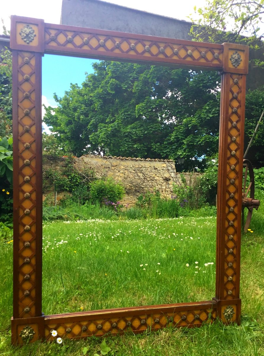 Large Mirror From The 40s With Braces, Stamped