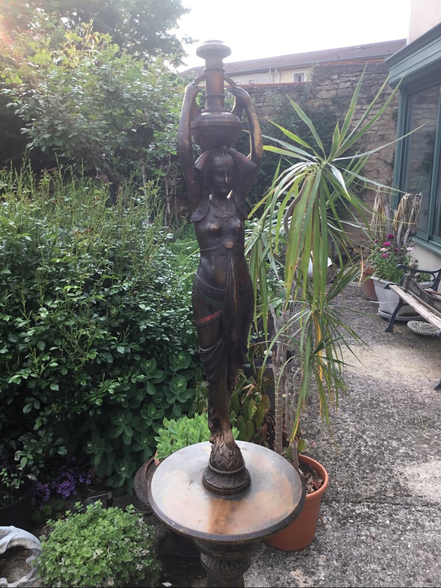 Grande Torchère En Bois à L’egyptienne , 170 cm-photo-2