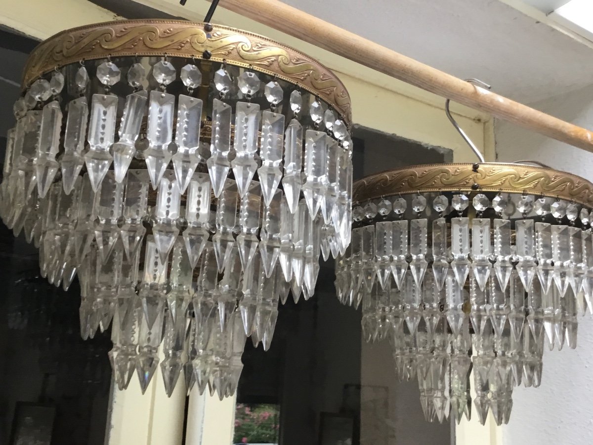 Pair Of Crystal Ceiling Lights, Napoleon III-photo-2