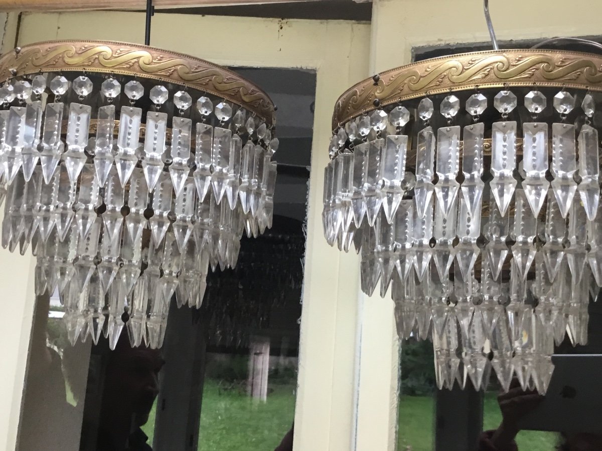 Pair Of Crystal Ceiling Lights, Napoleon III-photo-2