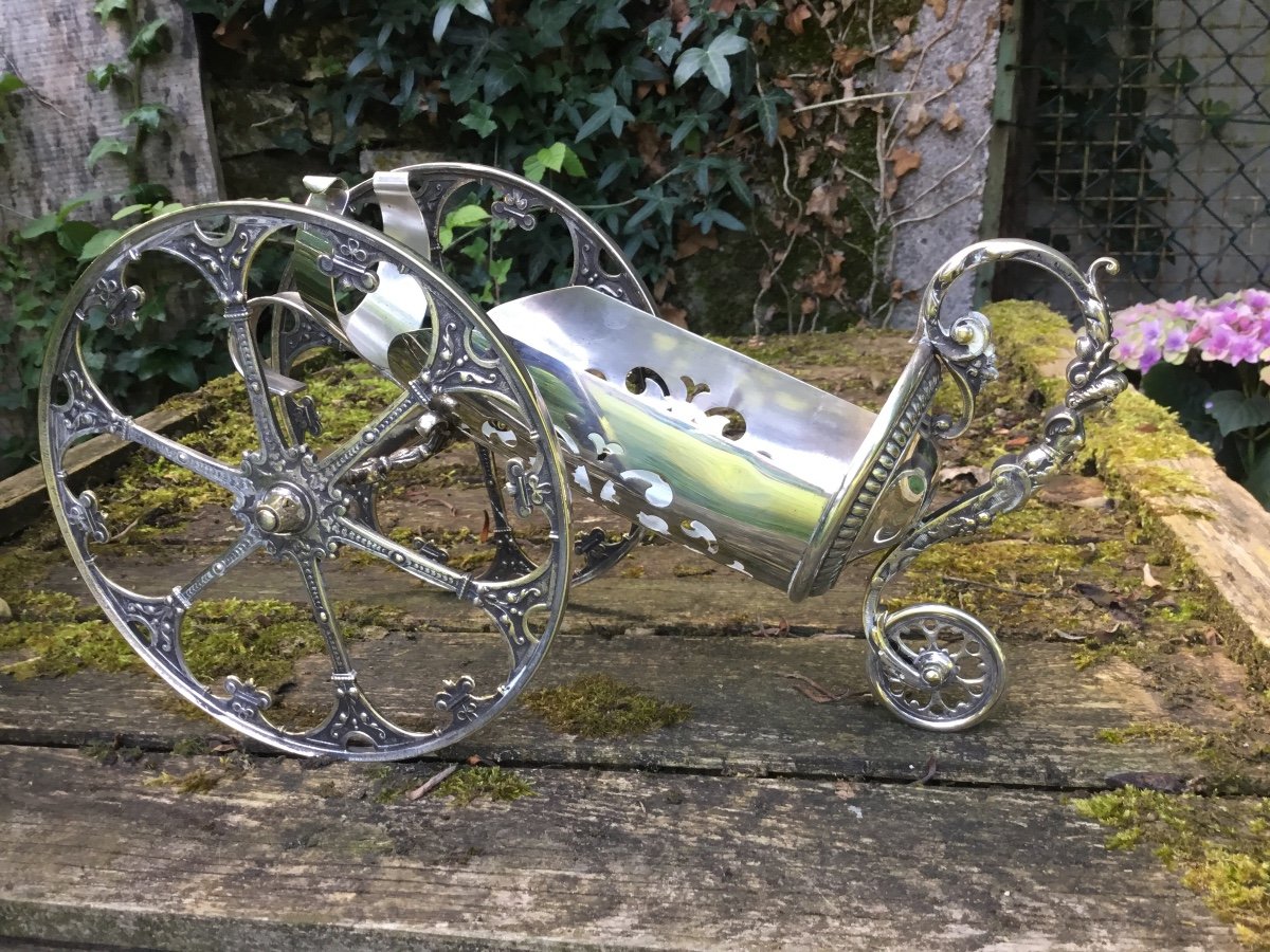 Wmf. Bottle Holder Trolley In Silver Metal-photo-2