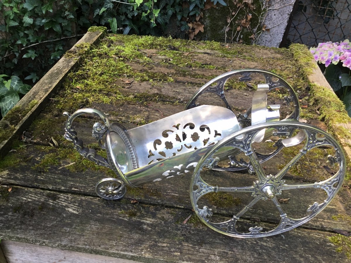 Wmf. Bottle Holder Trolley In Silver Metal-photo-2