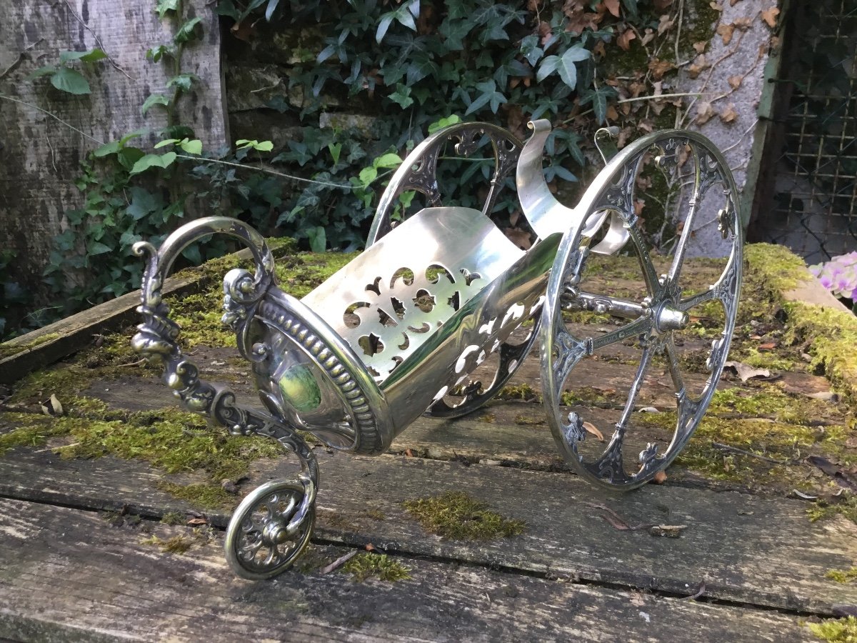 Wmf. Bottle Holder Trolley In Silver Metal-photo-4