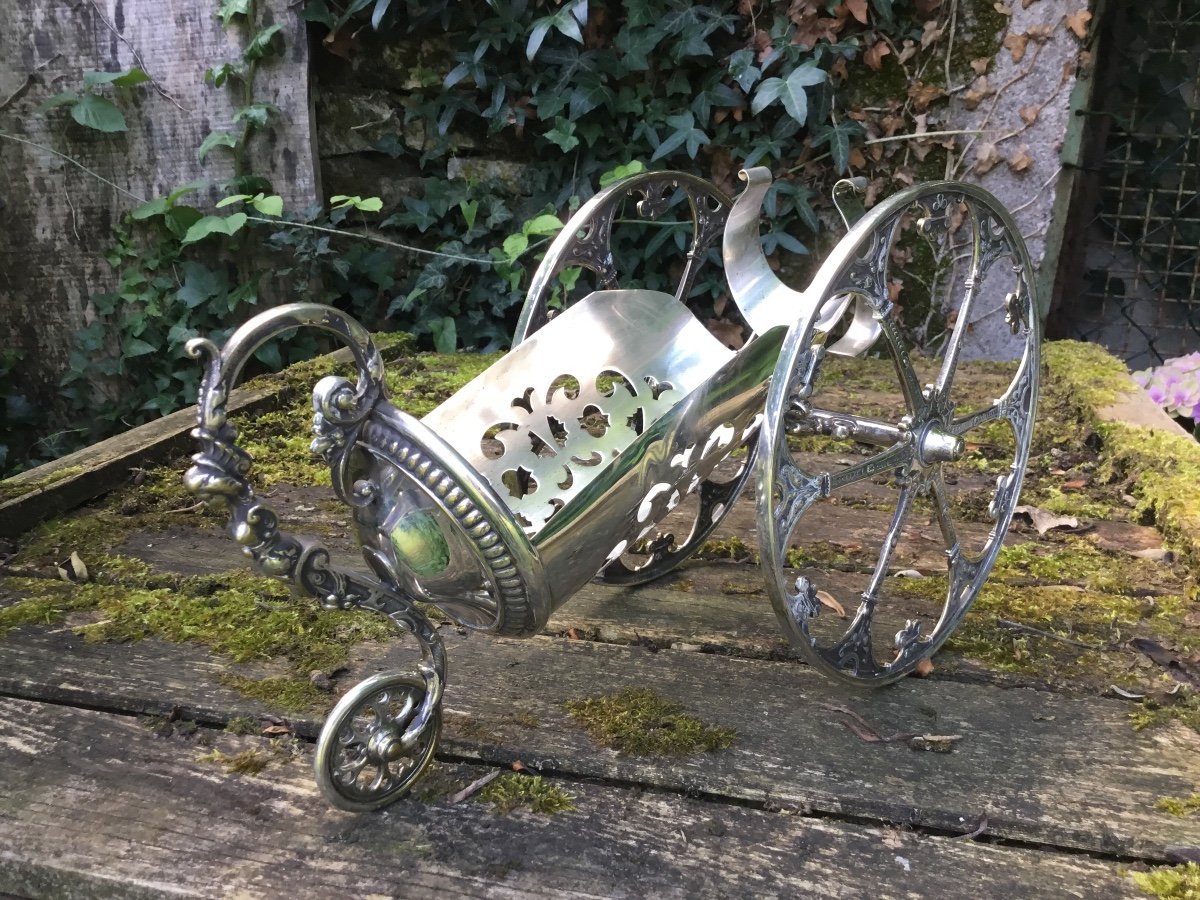 Wmf. Bottle Holder Trolley In Silver Metal-photo-4