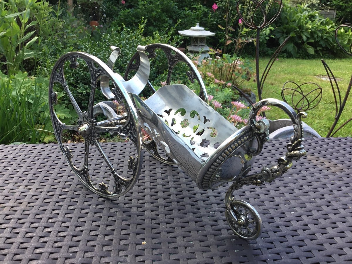 Wmf. Bottle Holder Trolley In Silver Metal-photo-6