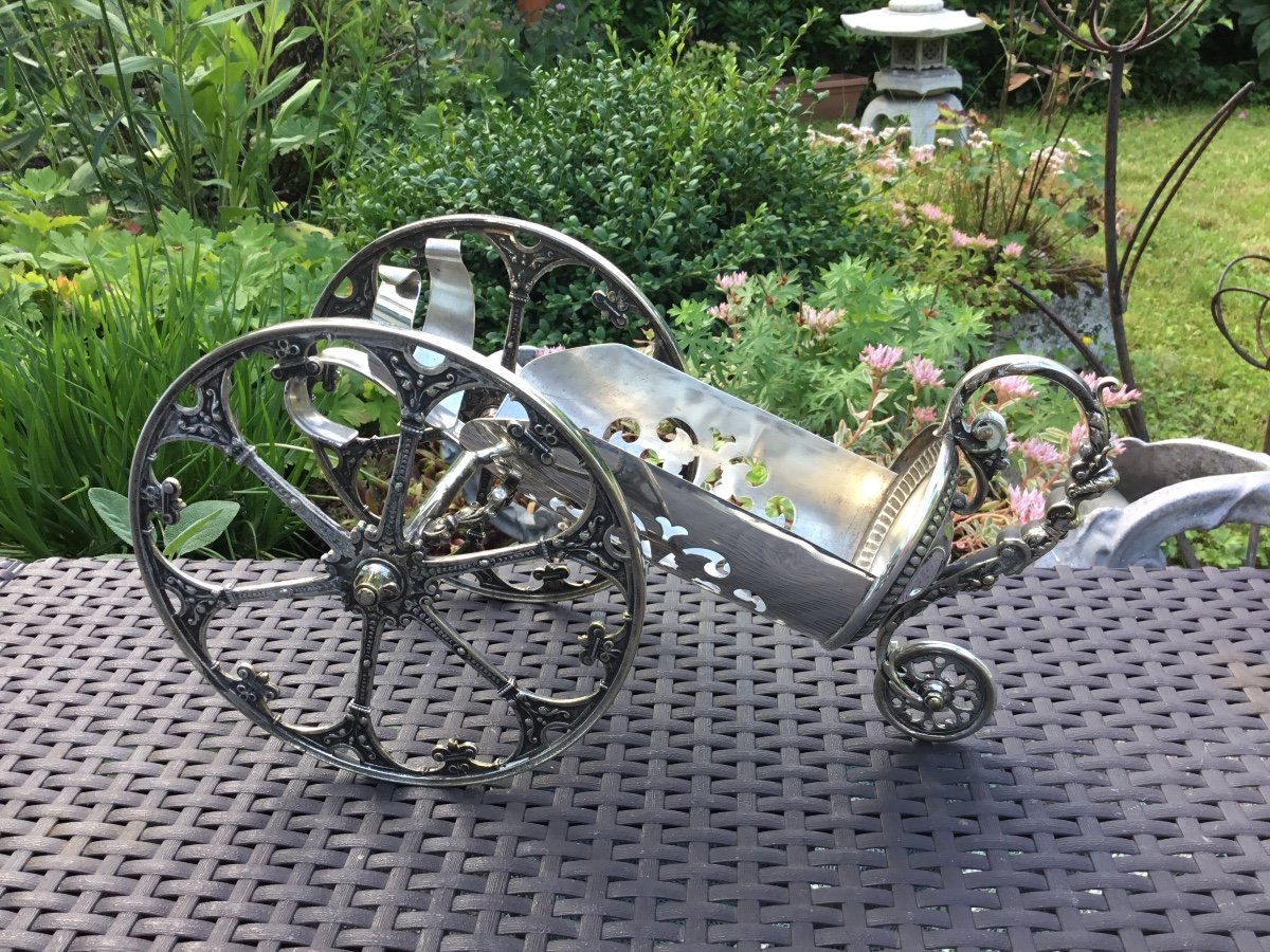 Wmf. Bottle Holder Trolley In Silver Metal-photo-8