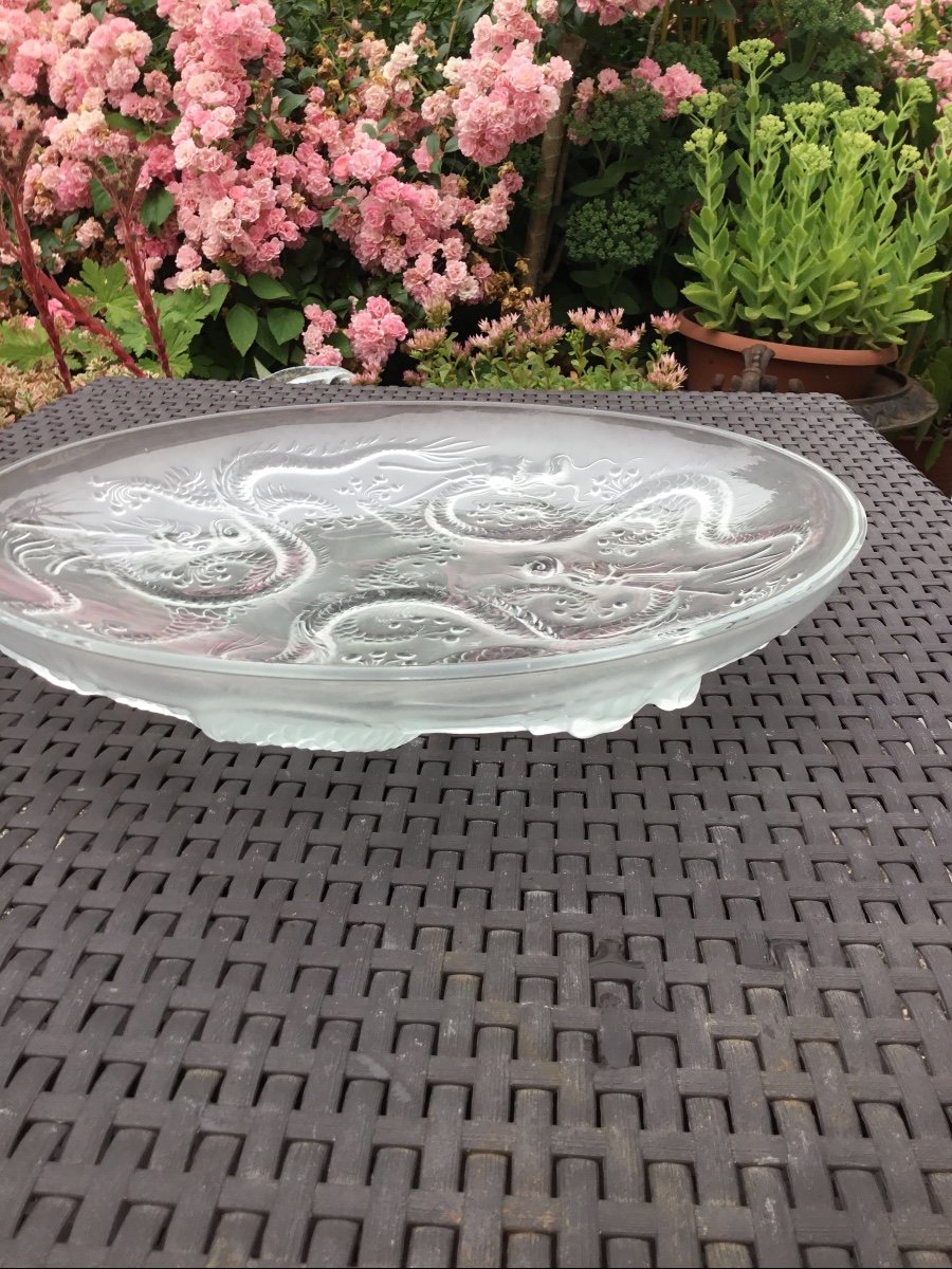 Rare Cup In Molded And Pressed Glass With Dragons-photo-3