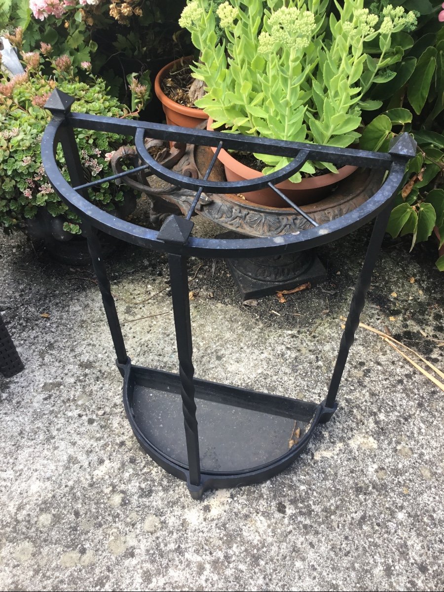 Umbrella Stand In Cast Iron With Three Compartments-photo-2