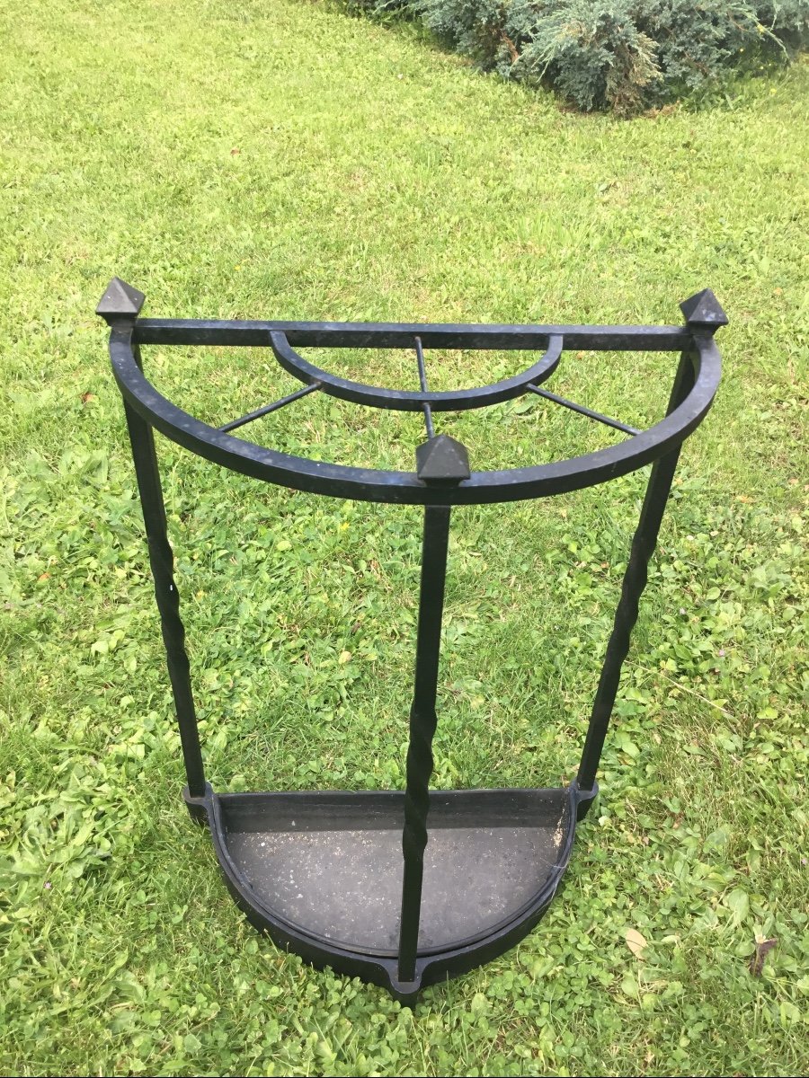 Umbrella Stand In Cast Iron With Three Compartments-photo-6