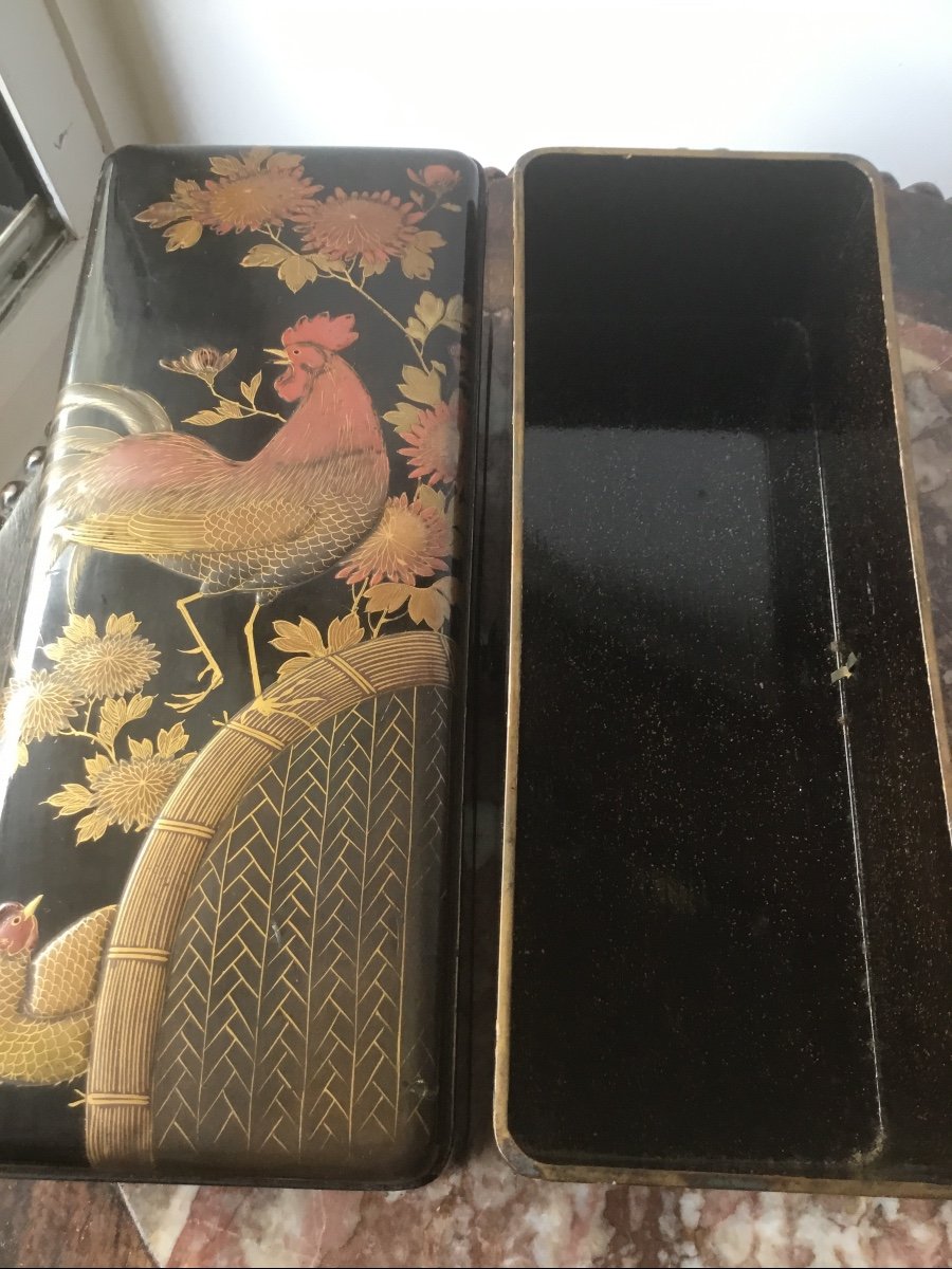 Boite à Gants Ou Coffret à Eventails En Laque Japonaise-photo-3