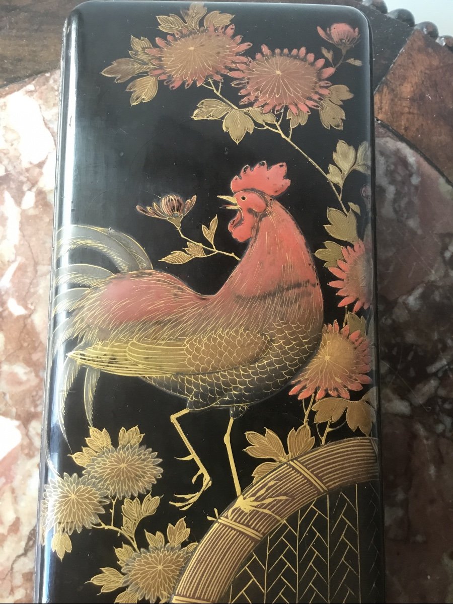 Boite à Gants Ou Coffret à Eventails En Laque Japonaise-photo-2
