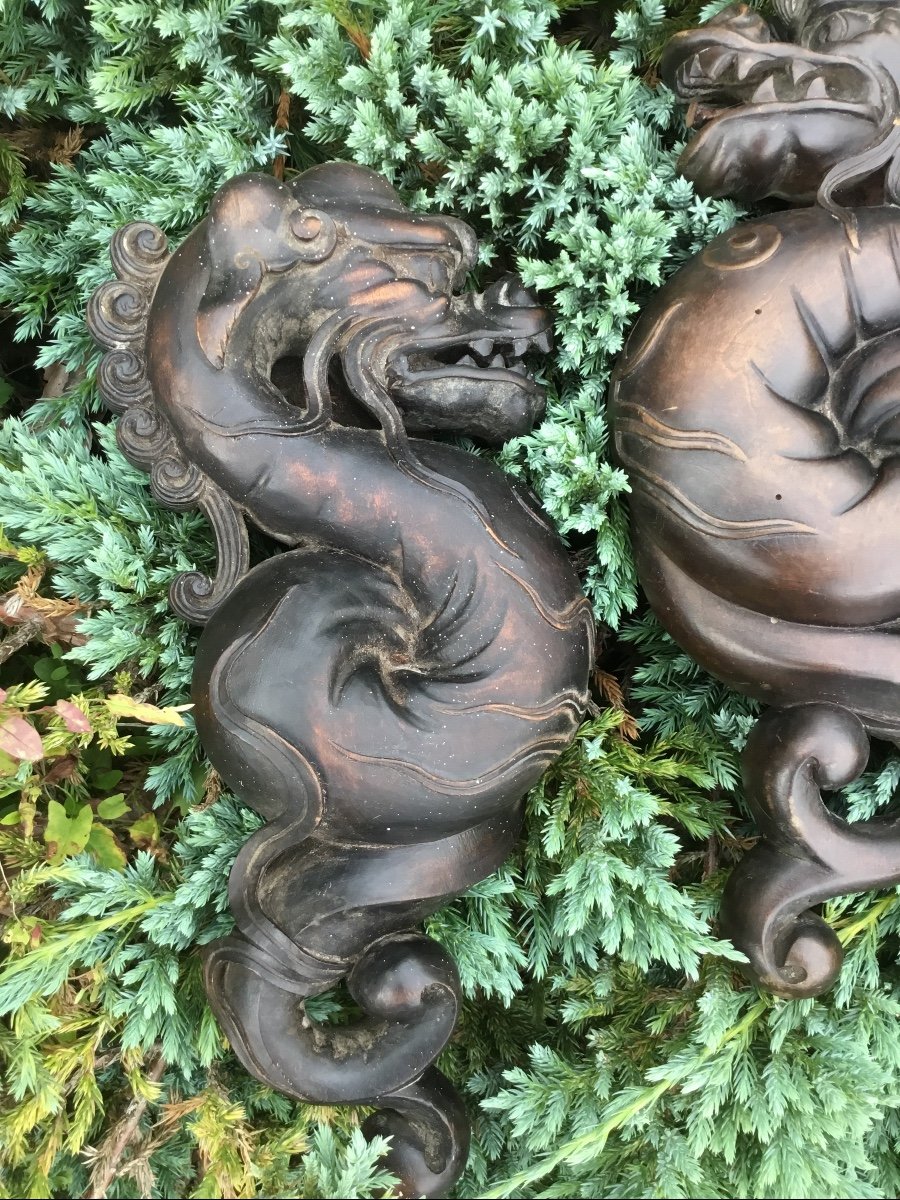 Pair Of Carved Wood Dragons D Napoleon III-photo-5