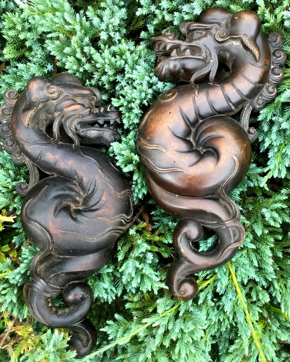 Pair Of Carved Wood Dragons D Napoleon III