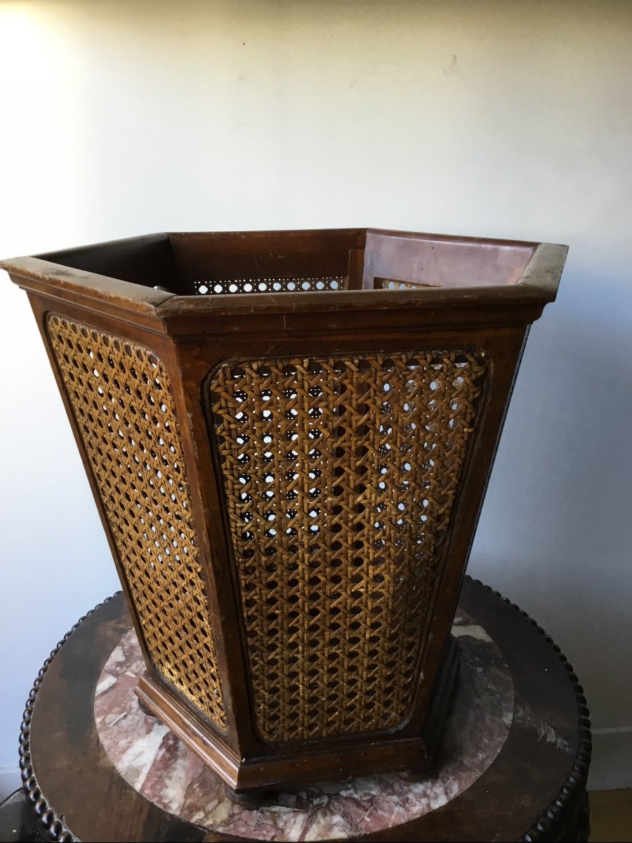 Corbeille à Papier Cannée Hexagonale De Style Louis XVI-photo-2