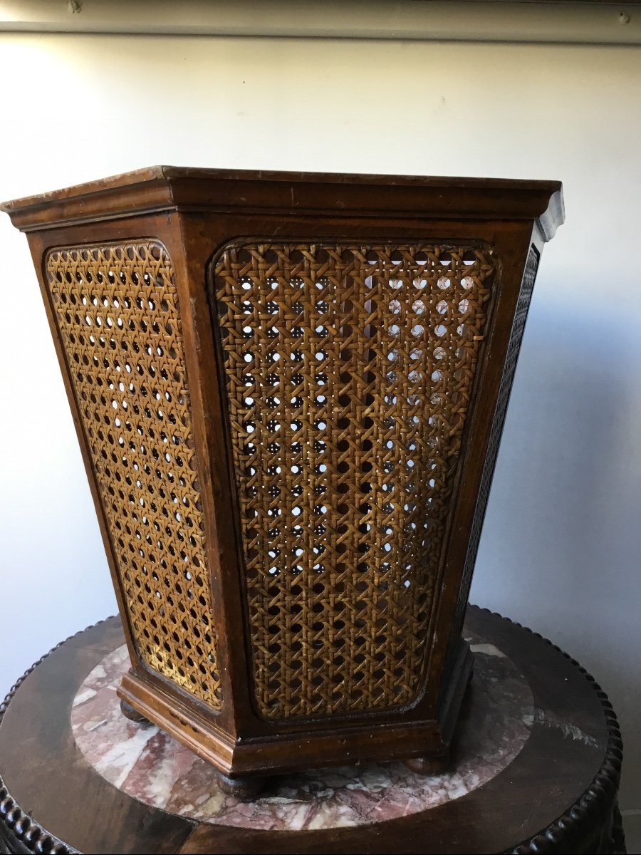Corbeille à Papier Cannée Hexagonale De Style Louis XVI-photo-3