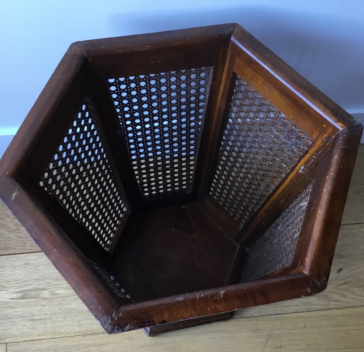 Corbeille à Papier Cannée Hexagonale De Style Louis XVI-photo-4