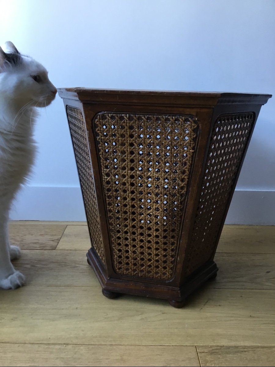 Corbeille à Papier Cannée Hexagonale De Style Louis XVI-photo-3