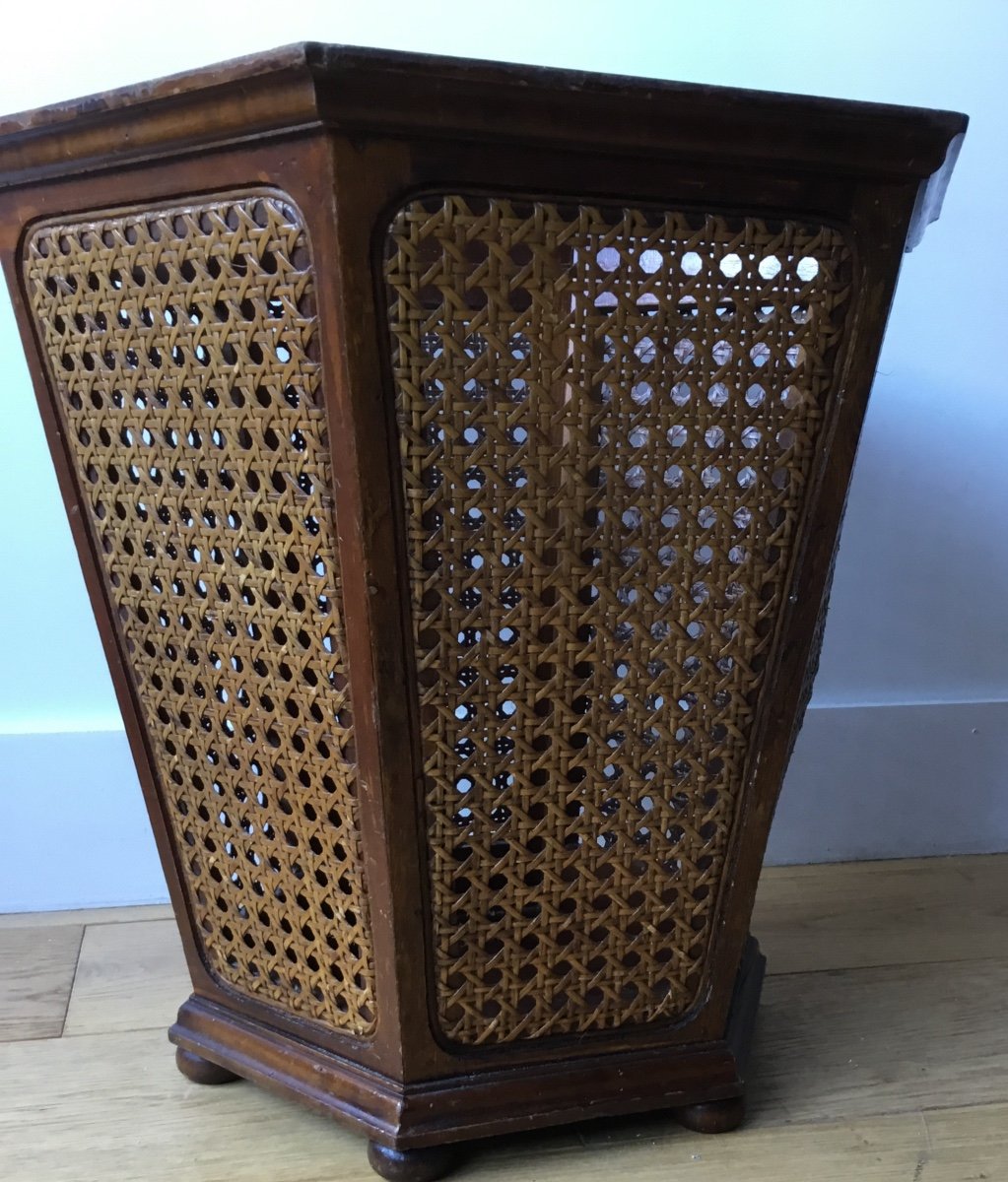 Corbeille à Papier Cannée Hexagonale De Style Louis XVI-photo-2