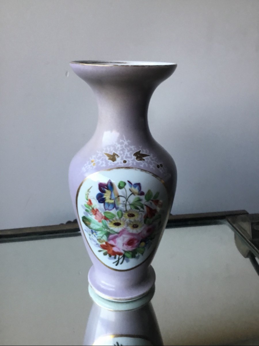 Vase En Porcelaine Parme à Décor De Bouquet De Fleurs, Napoléon III -photo-2