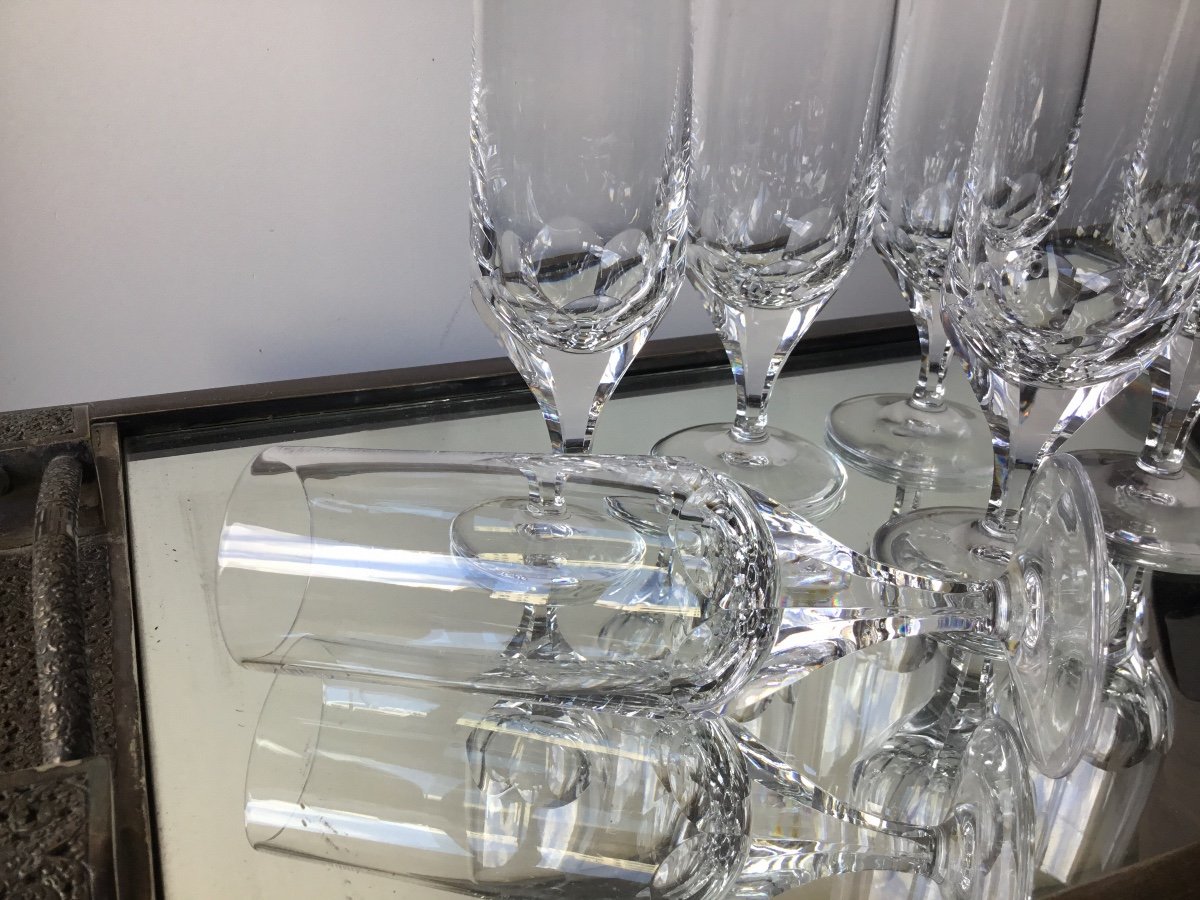 Suite Of 6 Art Deco Crystal Flutes (poss 12)-photo-4