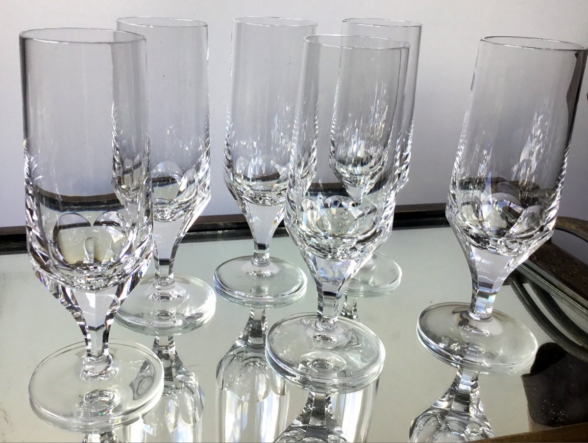 Suite De 6 Flutes En Cristal Art Déco ( Poss 12)