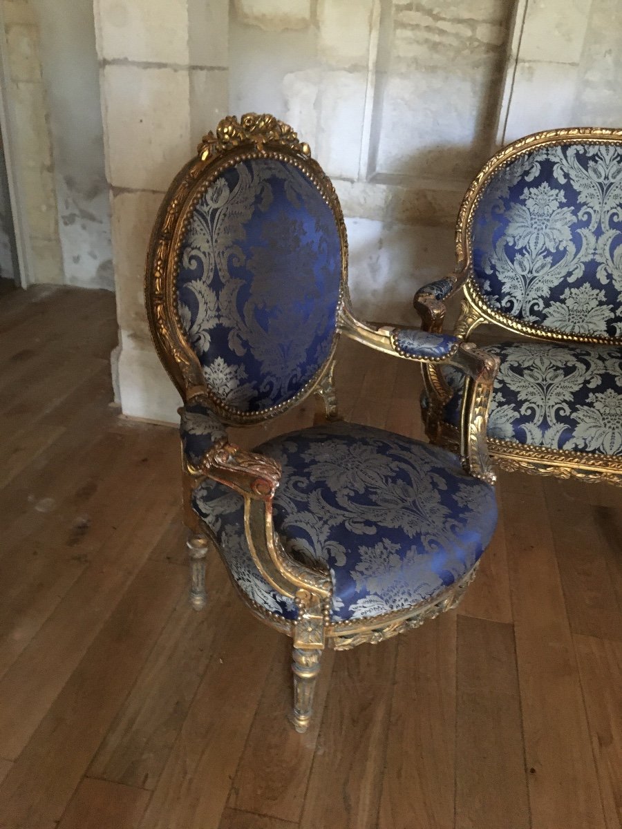 Louis XVI Style Golden Wood Lounge-photo-2