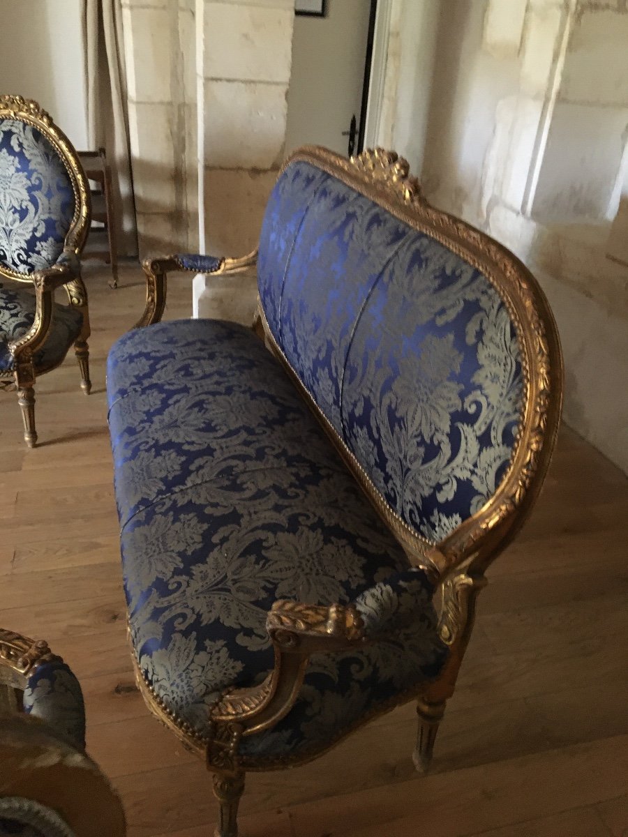 Louis XVI Style Golden Wood Lounge-photo-4