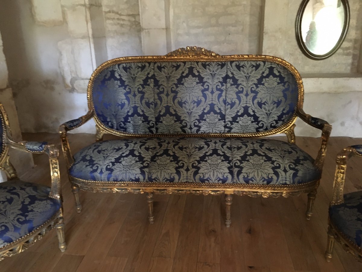 Louis XVI Style Golden Wood Lounge-photo-3
