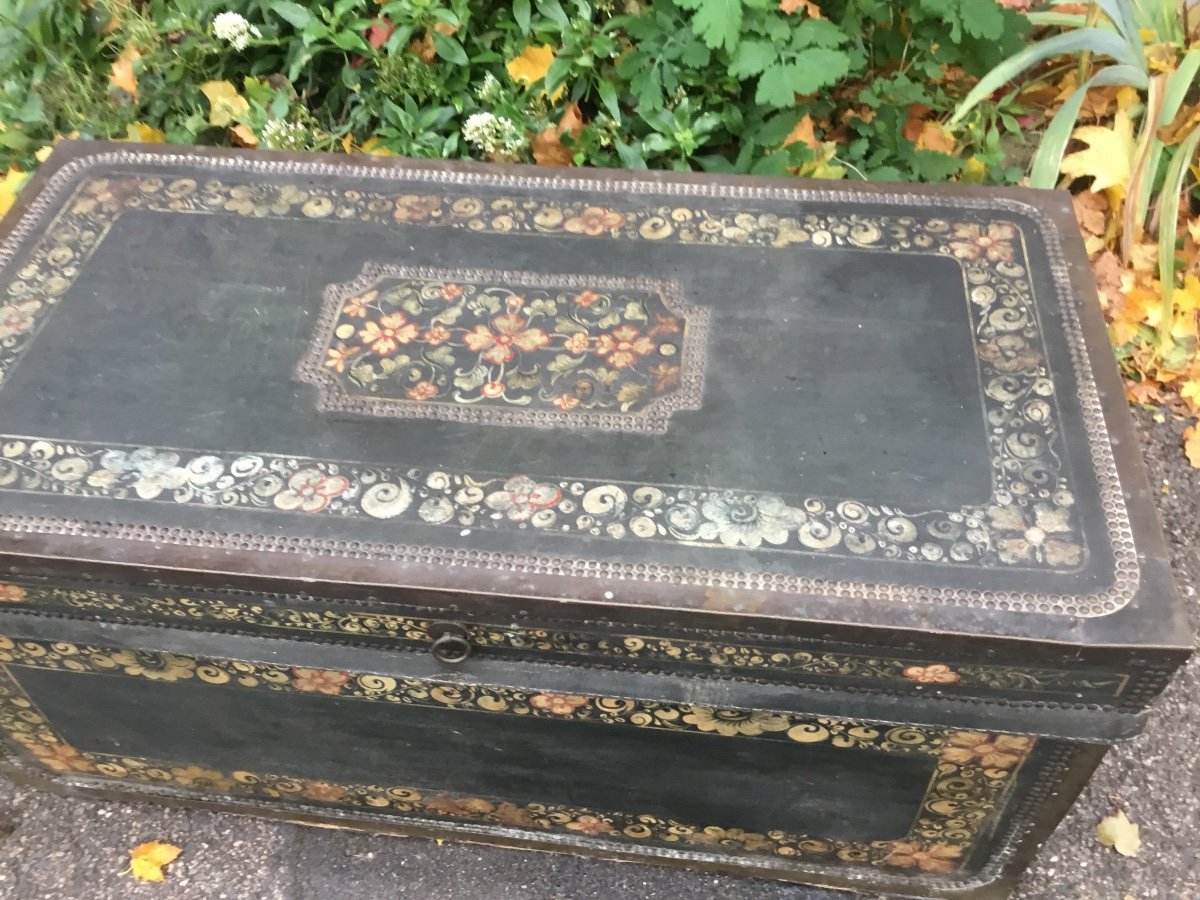 Painted Leather Chest, Camphor Tree, Philippines Colonial Spain, XVIIIth-photo-4