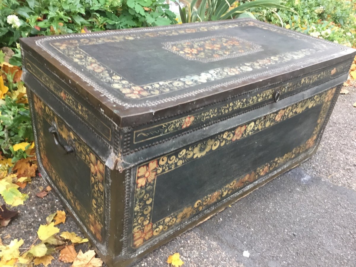 Painted Leather Chest, Camphor Tree, Philippines Colonial Spain, XVIIIth-photo-2