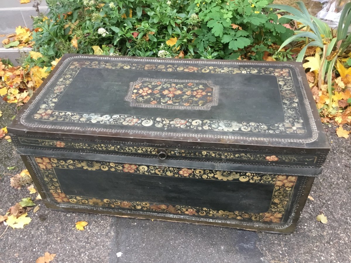 Painted Leather Chest, Camphor Tree, Philippines Colonial Spain, XVIIIth-photo-5