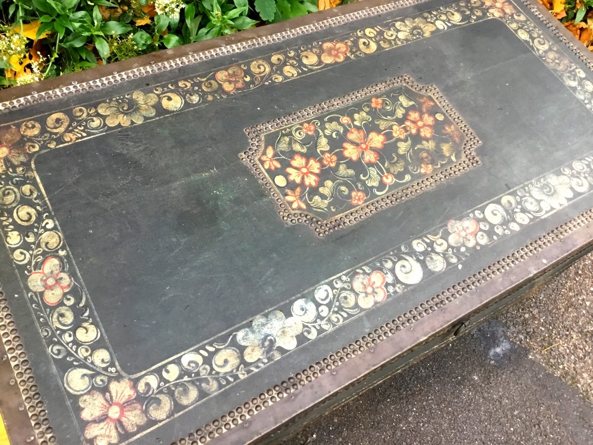Painted Leather Chest, Camphor Tree, Philippines Colonial Spain, XVIIIth-photo-8