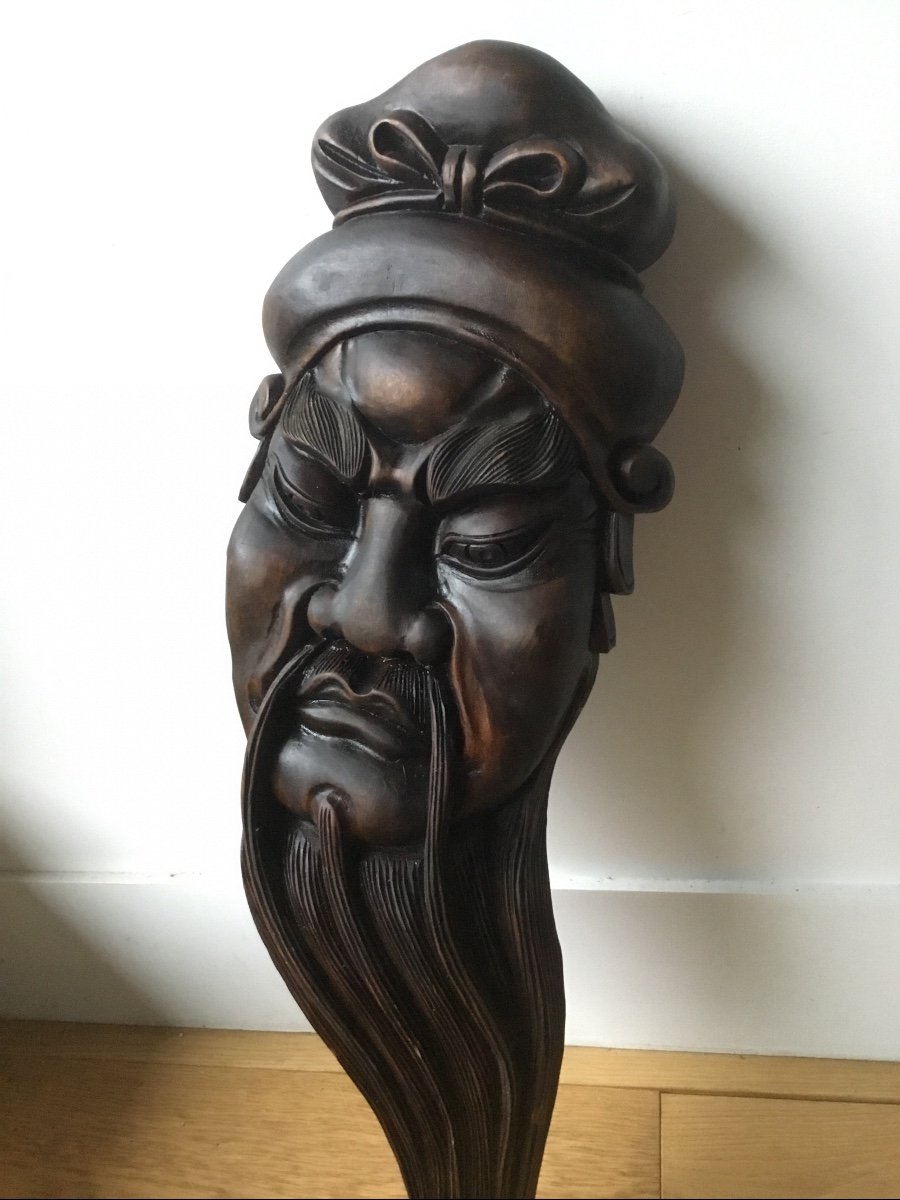 Grinning Dignitary, Carved Wood, China-photo-3