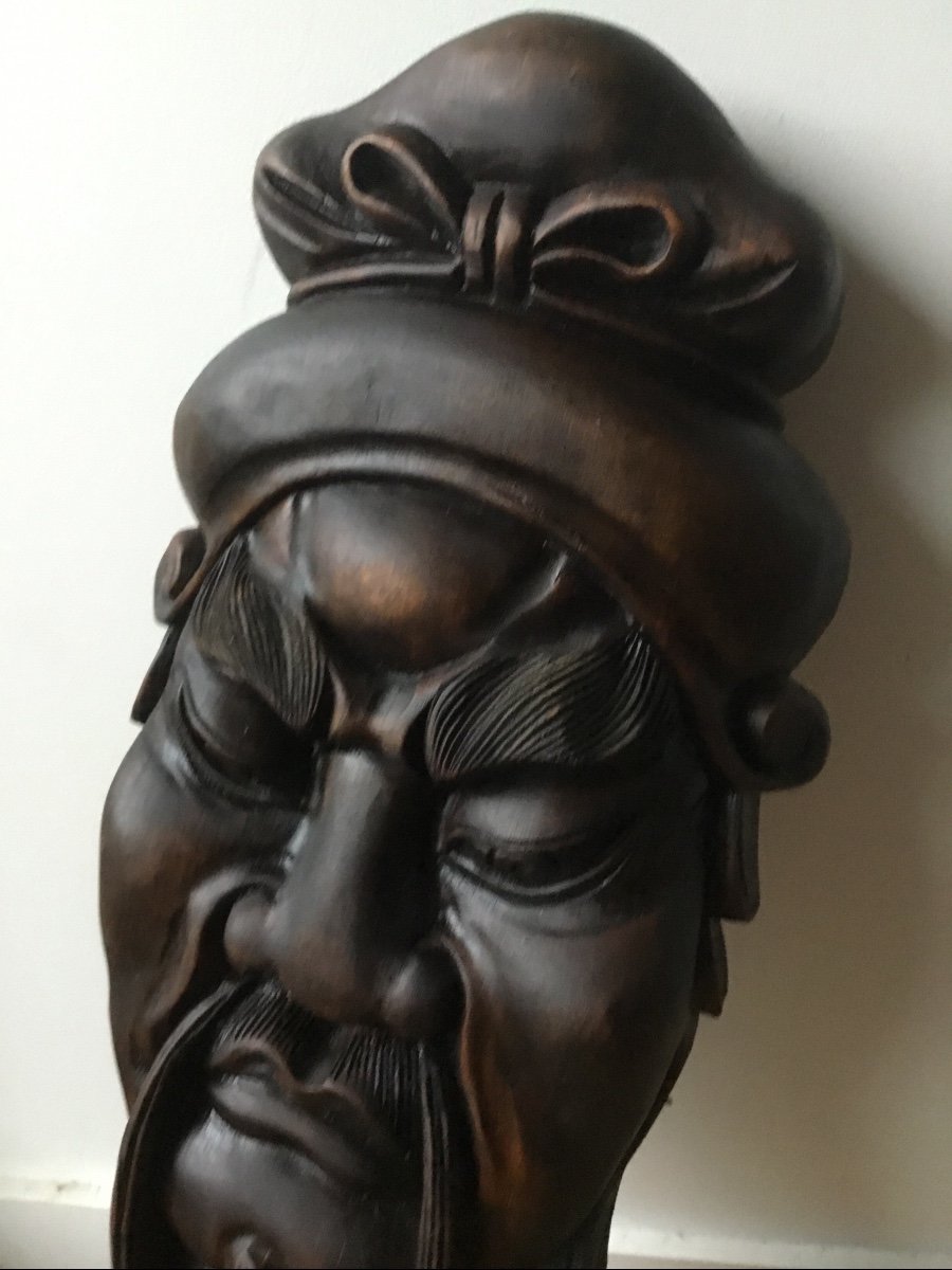 Grinning Dignitary, Carved Wood, China-photo-4