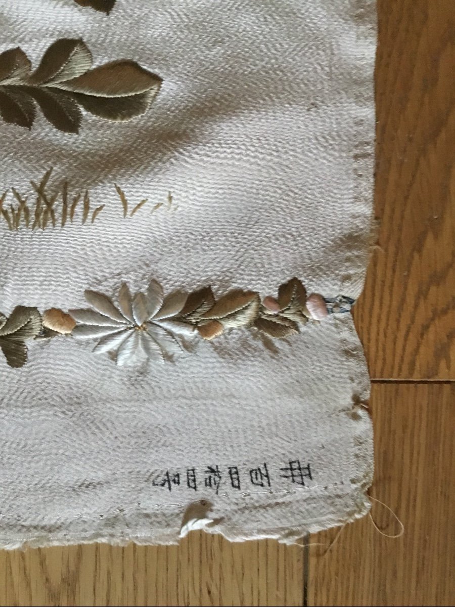Broderie Japonaise Sur Soie, Vers 1900-photo-5