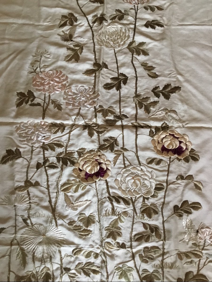 Broderie Japonaise Sur Soie, Vers 1900-photo-7