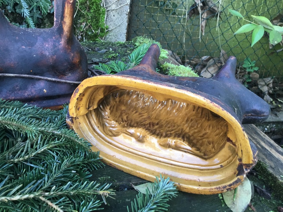 Les 2 Moules De Cuisson En Forme D’agneau Terre Cuite Vernissée-photo-1